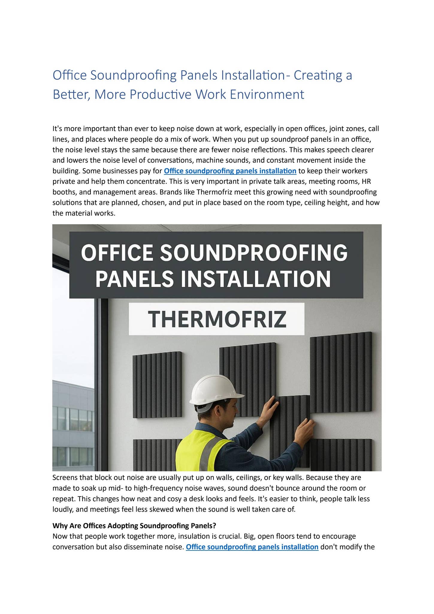 Office Soundproofing Panels Installation by thermofriz - Issuu