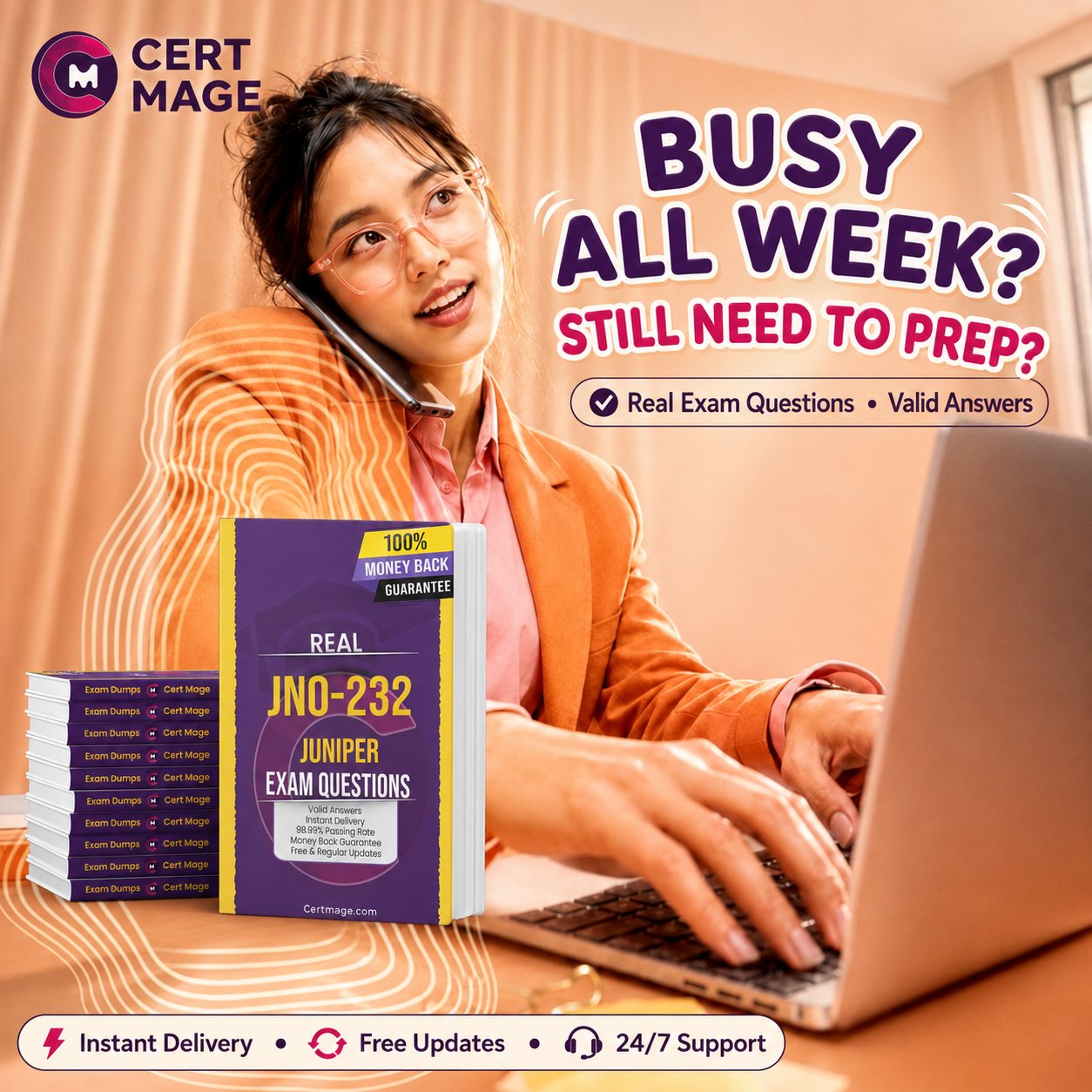 Cert Mage on X: "Busy all week but still need to prep?  Cert Mage makes Juniper JN0-232 exam preparation easier with updated exam-style questions, valid answers, instant delivery, free updates, and 24/7 support. Start smarter with Cert Mage today. #JN0232 #JuniperCertification #CertMage #Tech https://t.co/19mXFvuawq" / X